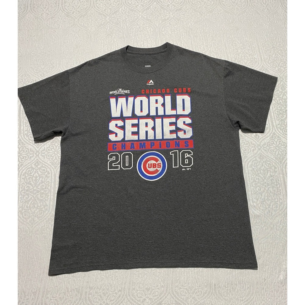 Majestic Chicago Cubs World Series Champions 2016 T Shirt XL Gray‎ Graphic Print